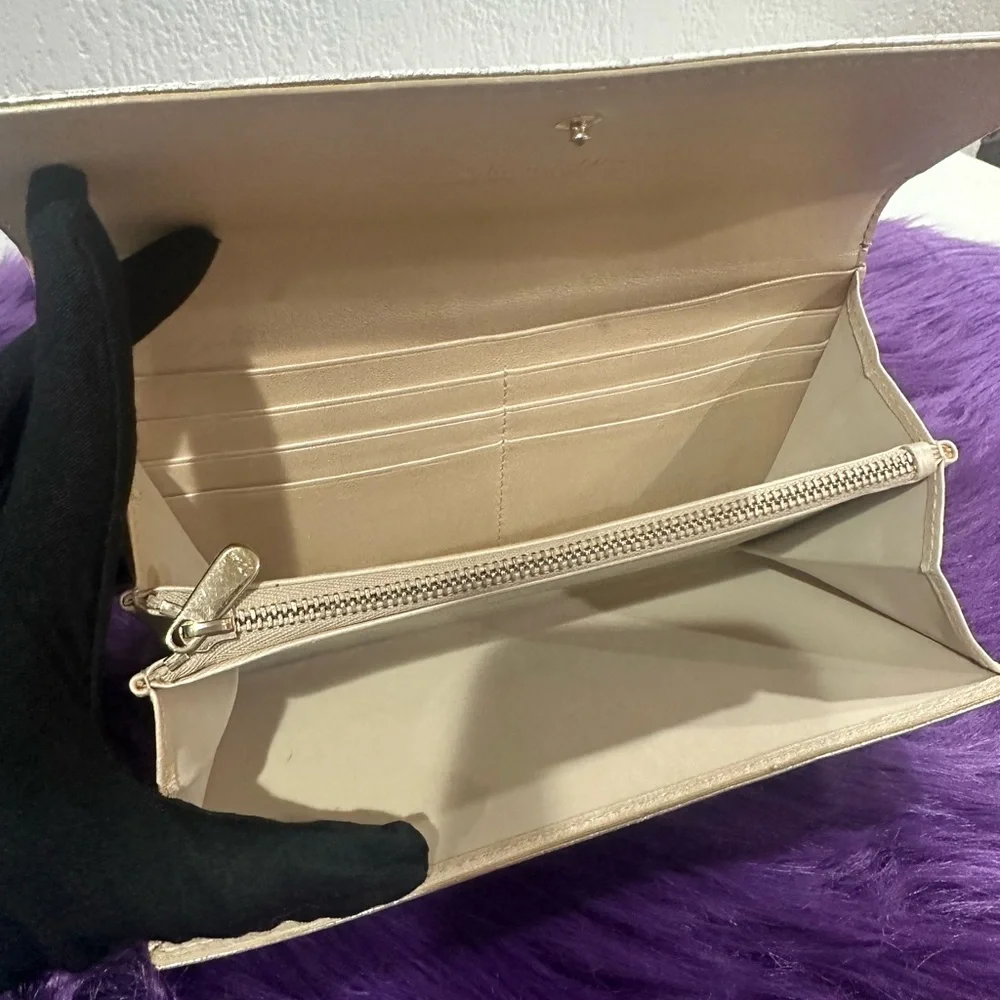 DIOR PATENT LEATHER EMBOSSED CONTINENTAL WALLET